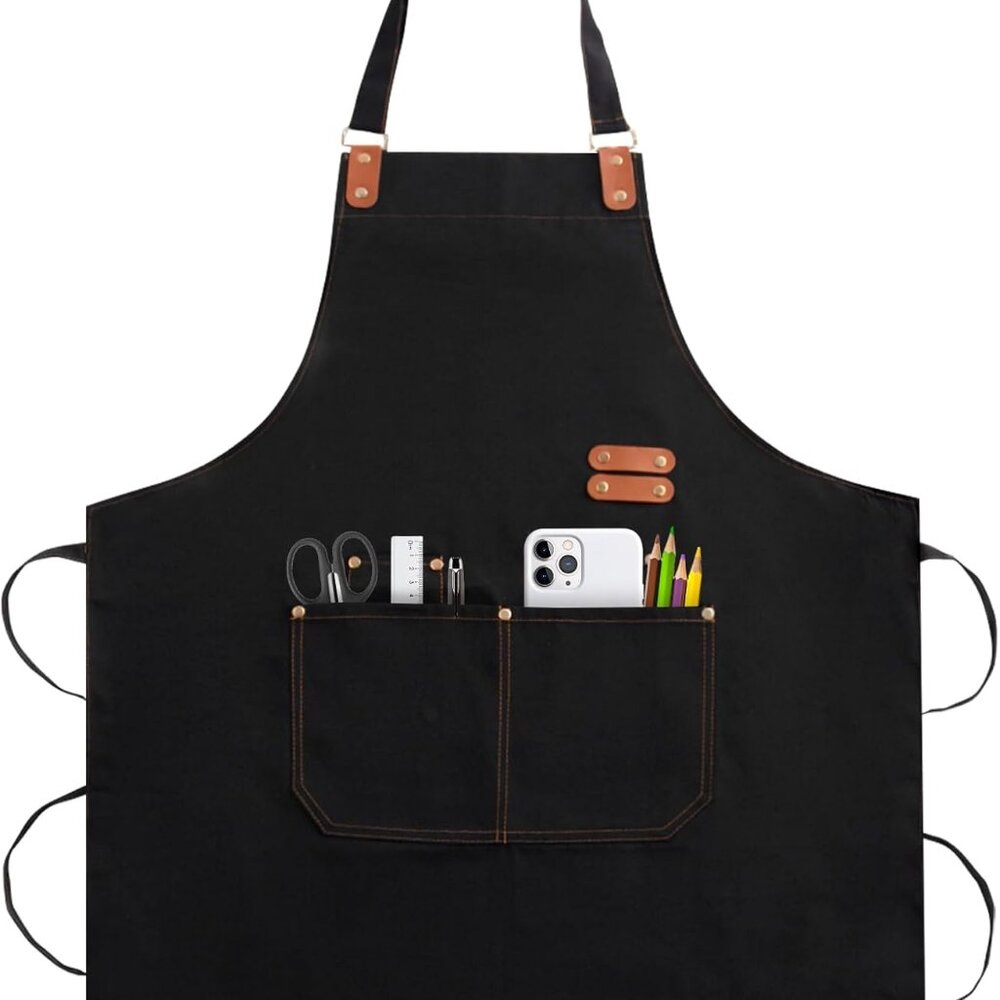 Apron for Men Women, Chef Apron with Adjustable Neck Strap, Heavy Duty Apron wit